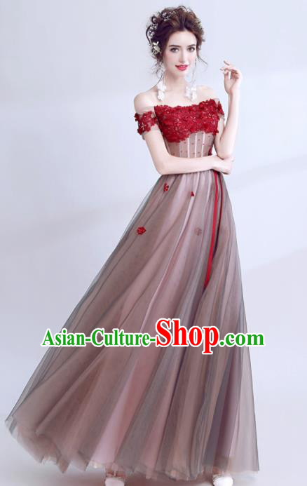 Handmade Strapless Evening Dress Compere Costume Catwalks Angel Full Dress for Women