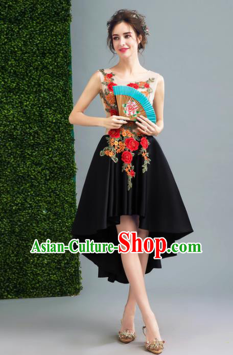 Handmade Embroidered Peony Evening Dress Compere Costume Catwalks Angel Full Dress for Women
