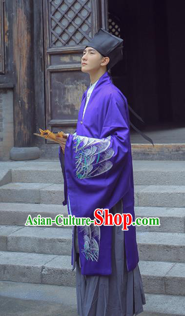 Chinese Ancient Scholar Costumes Ming Dynasty Nobility Childe Embroidered Clothing for Men