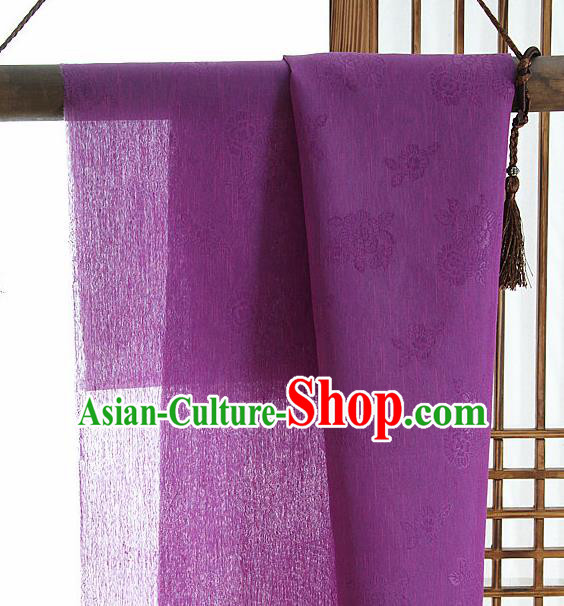 Asian Korean Traditional Deep Purple Tough Silk Fabric Hanbok Silk Material