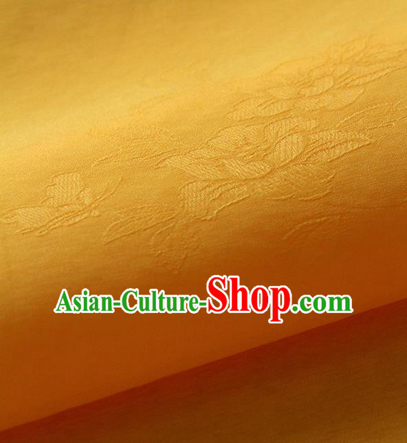 Asian Korean Traditional Lemon Yellow Tajung Fabric Classical Pattern Thin Tough Silk Fabric Hanbok Silk Material