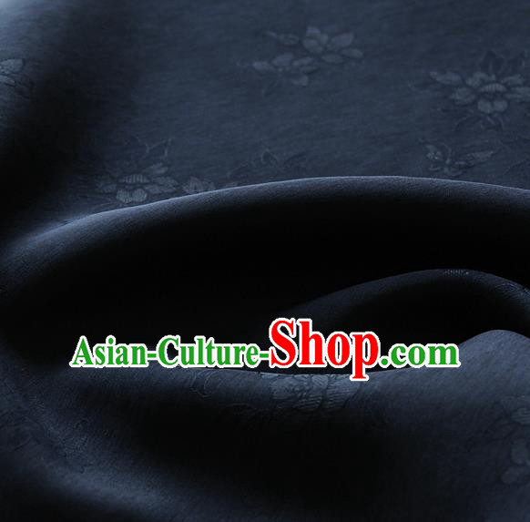 Asian Korean Traditional Navy Tajung Fabric Classical Pattern Thin Tough Silk Fabric Hanbok Silk Material