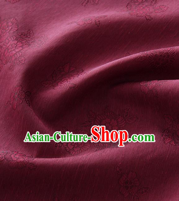 Asian Korean Traditional Purplish Red Tough Silk Fabric Hanbok Silk Material