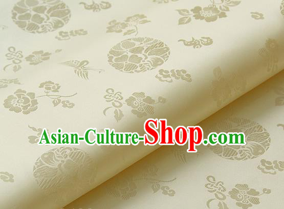 Asian Traditional Palace Drapery Korean Hanbok Royal Pattern Yellow Brocade Satin Fabric