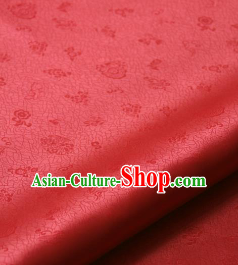 Asian Traditional Classical Pattern Palace Drapery Korean Hanbok Red Brocade Satin Fabric