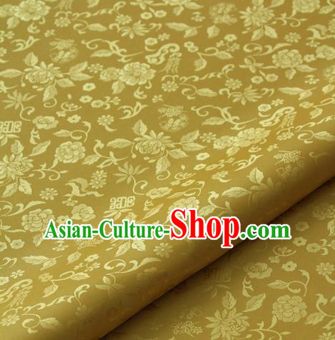 Asian Traditional Palace Drapery Korean Hanbok Royal Chrysanthemum Pattern Golden Brocade Satin Fabric