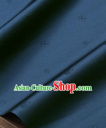 Asian Traditional Classical Pattern Navy Silk Drapery Korean Hanbok Palace Brocade Fabric