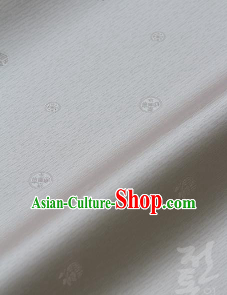Asian Traditional Classical Pattern White Silk Drapery Korean Hanbok Palace Brocade Fabric