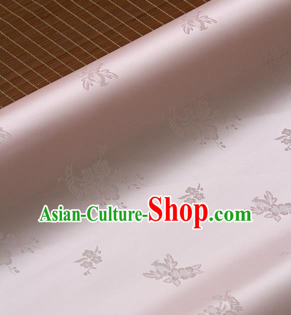 Asian Traditional Classical Wintersweet Pattern Pink Silk Drapery Korean Hanbok Palace Brocade Fabric