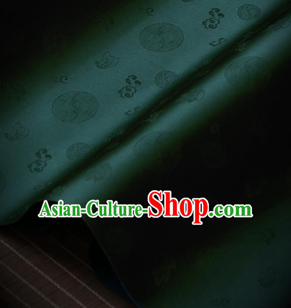Asian Traditional Classical Pattern Green Satin Drapery Korean Hanbok Palace Brocade Silk Fabric