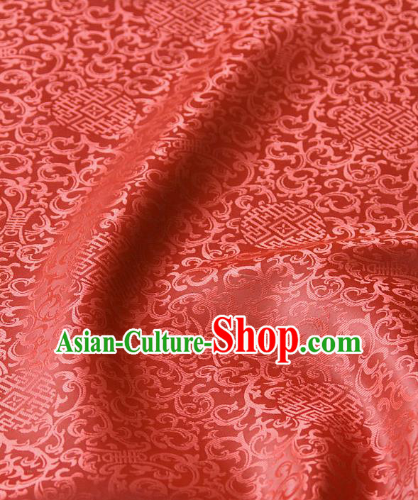 Asian Chinese Traditional Palace Drapery Chinese Royal Pattern Watermelon Red Brocade Satin Fabric Tang Suit Silk Fabric Material