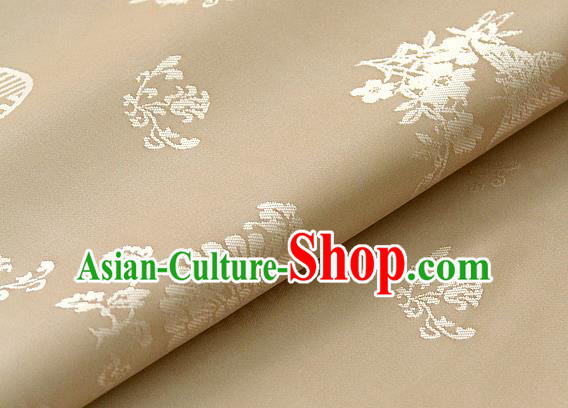 Asian Korean Ancient Costume Khaki Brocade Traditional Palace Pattern Satin Fabric Silk Fabric Material