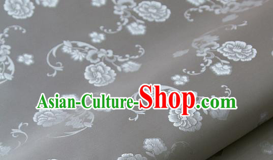 Asian Korean Ancient Costume Grey Brocade Traditional Palace Pattern Satin Fabric Silk Fabric Material