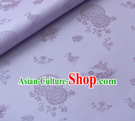 Asian Korean Ancient Costume Lilac Brocade Traditional Palace Pattern Satin Fabric Silk Fabric Material