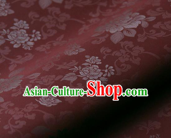 Asian Korean Ancient Costume Purplish Red Brocade Traditional Palace Pattern Satin Fabric Silk Fabric Material