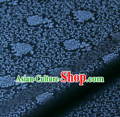 Asian Korean Ancient Costume Navy Brocade Traditional Palace Pattern Satin Fabric Silk Fabric Material