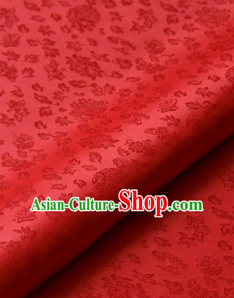 Asian Korean Classical Red Brocade Traditional Palace Pattern Satin Fabric Silk Fabric Material