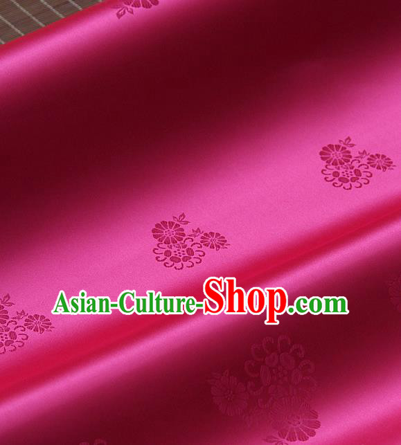 Asian Traditional Rosy Satin Classical Pattern Drapery Korean Hanbok Palace Brocade Silk Fabric