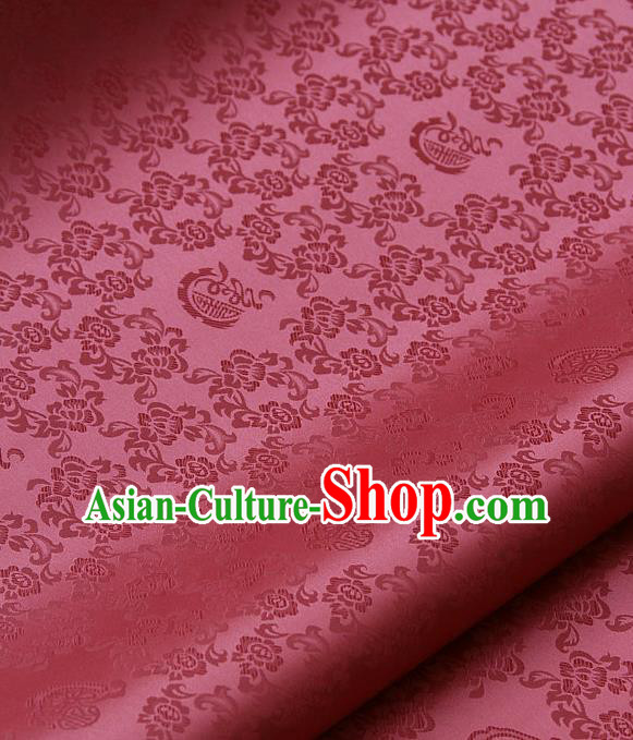 Traditional Asian Peach Pink Satin Classical Pattern Drapery Korean Hanbok Palace Brocade Silk Fabric