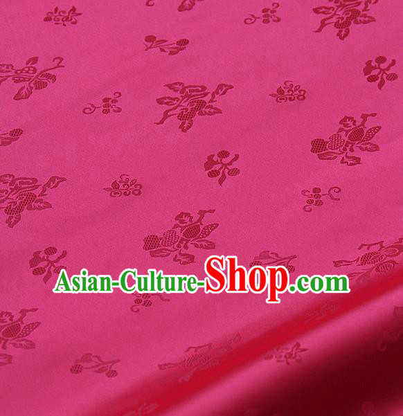 Traditional Asian Rosy Satin Classical Pattern Drapery Korean Hanbok Palace Brocade Silk Fabric