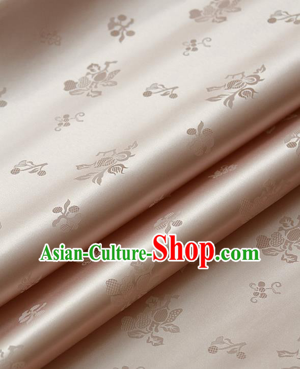 Traditional Asian Champagne Satin Classical Pattern Drapery Korean Hanbok Palace Brocade Silk Fabric