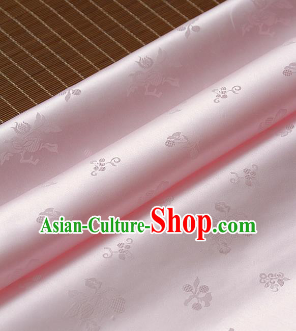 Traditional Asian Pink Satin Classical Pattern Drapery Korean Hanbok Palace Brocade Silk Fabric