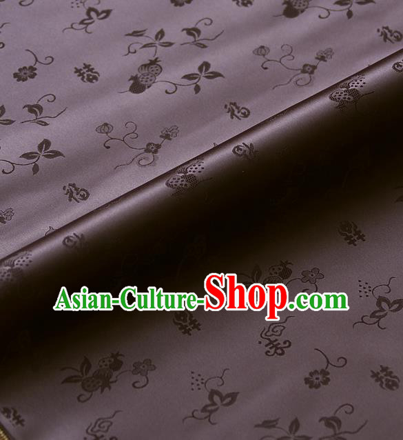 Traditional Asian Brown Brocade Classical Cucurbit Pattern Drapery Korean Hanbok Palace Satin Silk Fabric