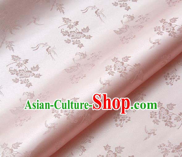 Traditional Asian Classical Grape Pattern Pink Brocade Drapery Korean Hanbok Palace Satin Silk Fabric