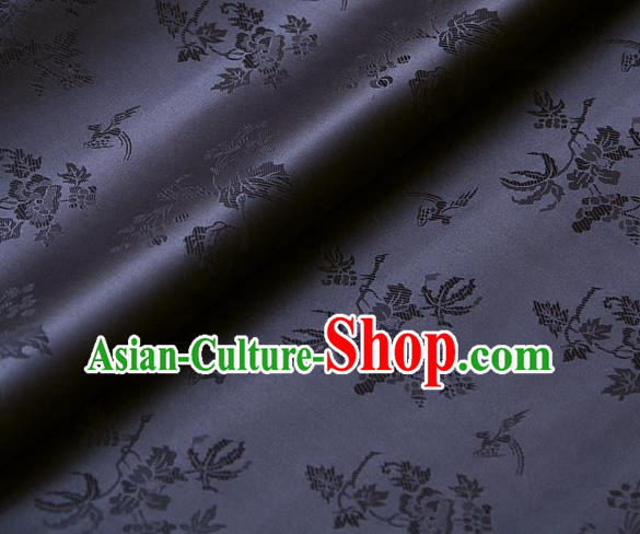 Traditional Asian Classical Grape Pattern Deep Purple Brocade Drapery Korean Hanbok Palace Satin Silk Fabric