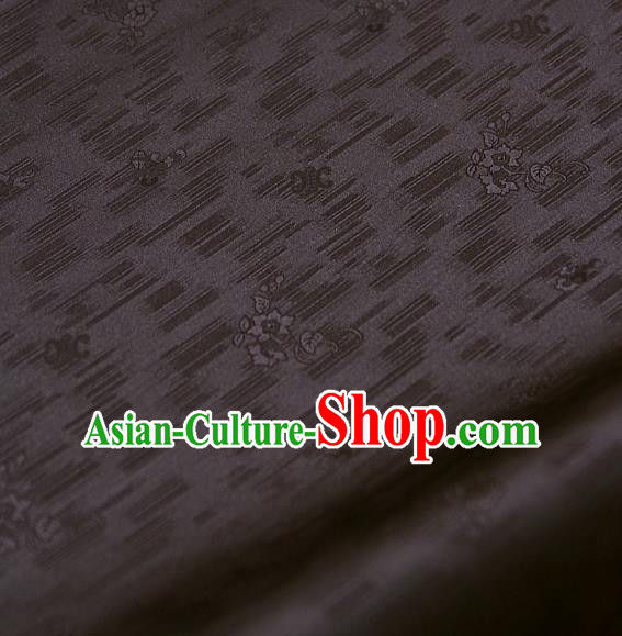 Traditional Asian Classical Roses Pattern Brown Brocade Drapery Korean Hanbok Palace Satin Silk Fabric