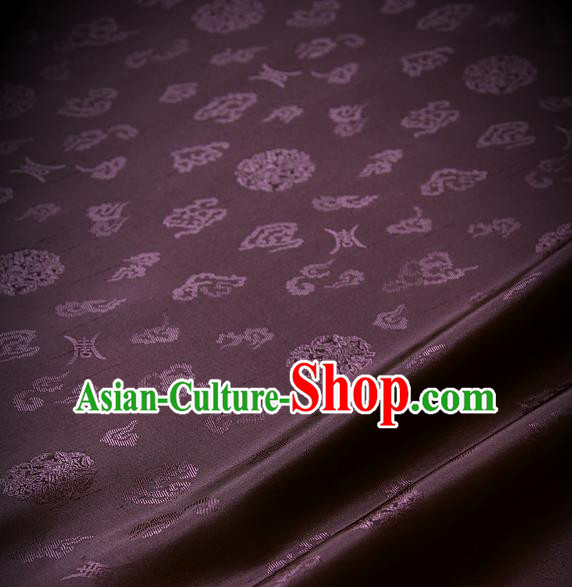 Traditional Asian Rufous Brocade Drapery Korean Hanbok Palace Satin Silk Fabric