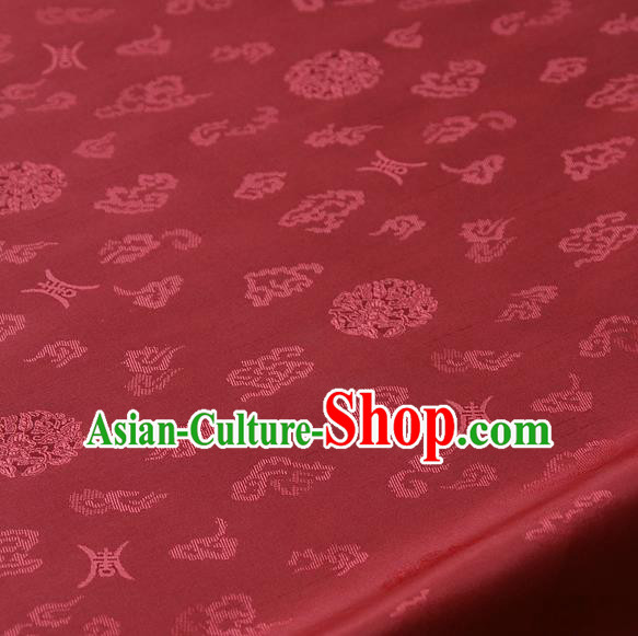 Traditional Asian Red Brocade Drapery Korean Hanbok Palace Satin Silk Fabric