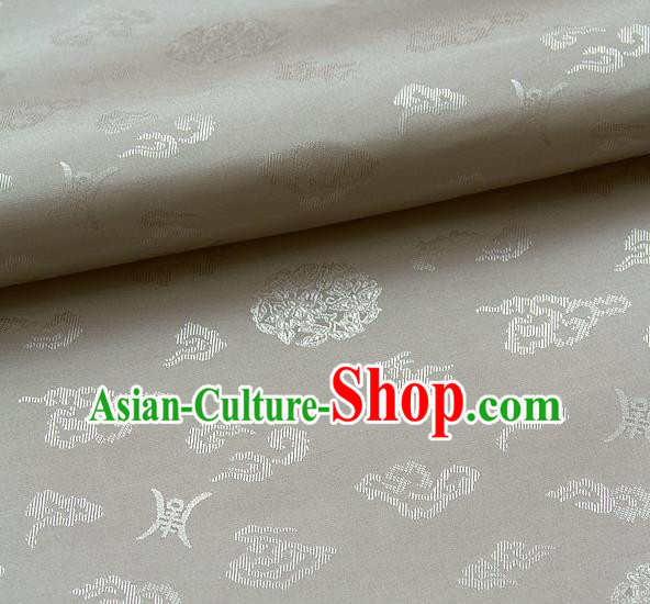 Traditional Asian Beige Brocade Drapery Korean Hanbok Palace Satin Silk Fabric