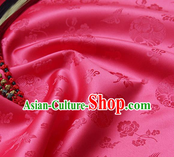 Traditional Asian Cloth Drapery Rosy Brocade Korean Hanbok Palace Satin Silk Fabric