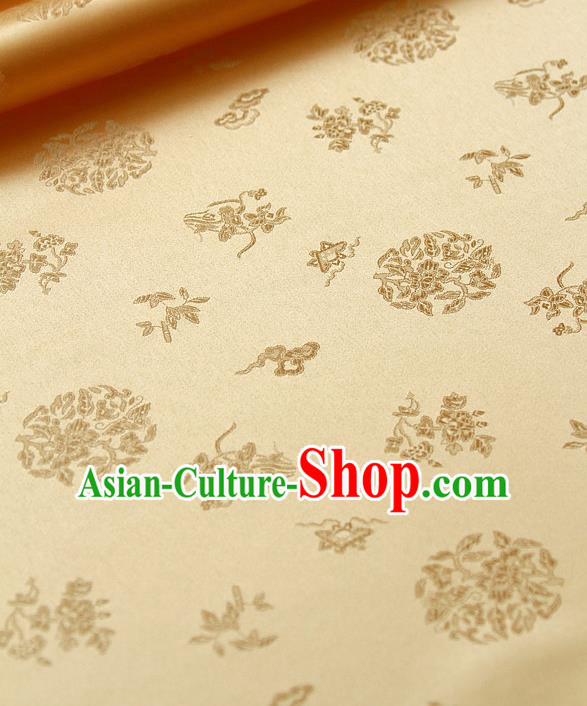 Traditional Asian Cloth Drapery Golden Brocade Korean Hanbok Palace Satin Silk Fabric