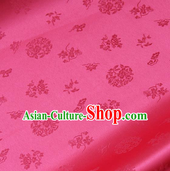 Traditional Asian Cloth Drapery Rosy Brocade Korean Hanbok Palace Satin Silk Fabric