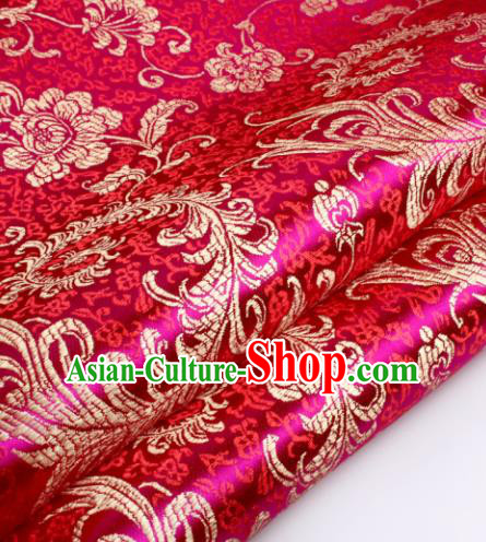 Chinese Traditional Rosy Brocade Fabric Tang Suit Classical Pteris Pattern Design Tang Suit Silk Material Satin Drapery