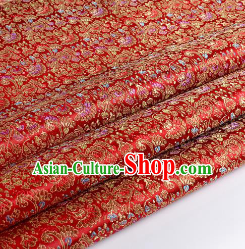 Chinese Traditional Red Brocade Fabric Tang Suit Classical Cockscomb Flower Pattern Design Tang Suit Silk Material Satin Drapery