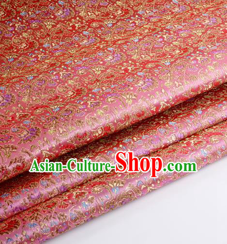 Chinese Traditional Pink Brocade Fabric Tang Suit Classical Cockscomb Flower Pattern Design Tang Suit Silk Material Satin Drapery