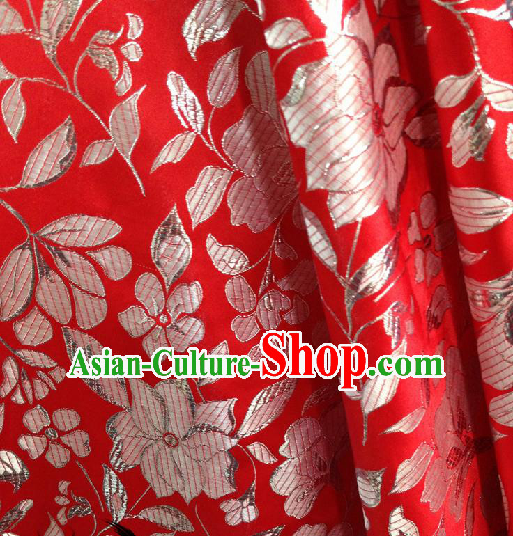 Chinese Traditional Red Brocade Fabric Tang Suit Classical Peony Pattern Design Tang Suit Silk Material Satin Drapery