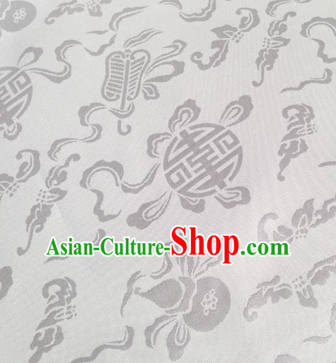 Chinese Traditional White Brocade Fabric Tang Suit Classical Calabash Pattern Design Silk Material Satin Drapery