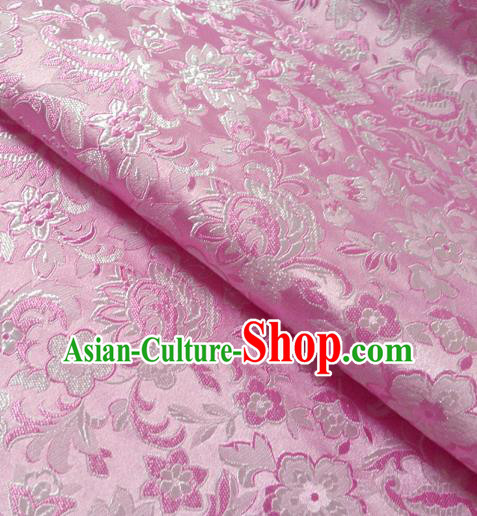 Chinese Traditional Pink Brocade Fabric Tang Suit Classical Pattern Design Silk Material Satin Drapery