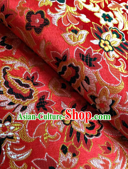 Chinese Traditional Red Brocade Fabric Tang Suit Classical Pattern Design Silk Material Satin Drapery
