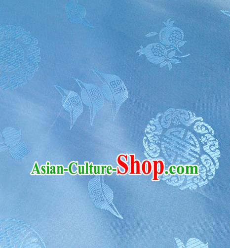 Chinese Traditional Blue Brocade Fabric Tang Suit Classical Ingot Pattern Design Silk Material Satin Drapery