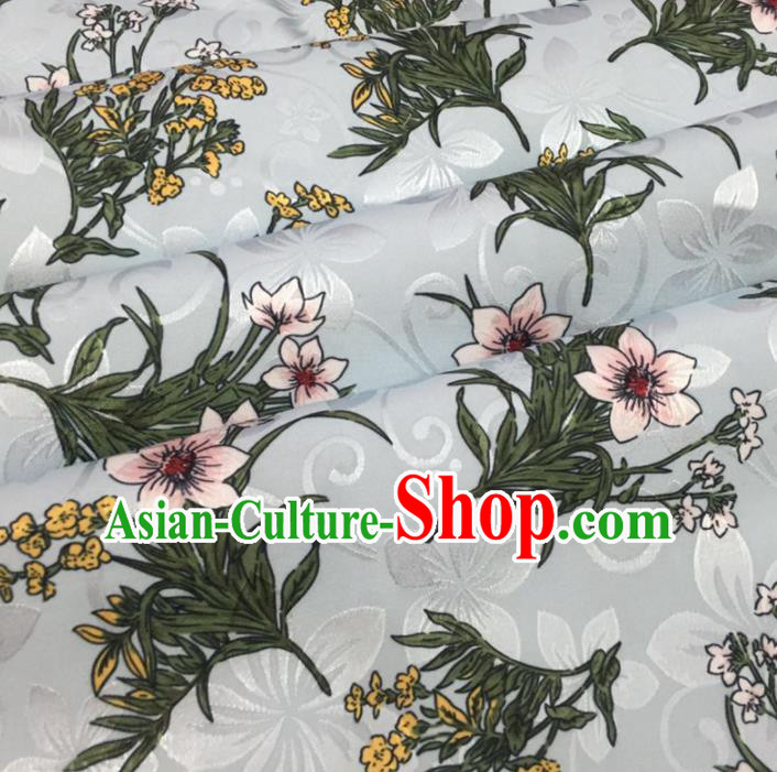 Chinese Traditional Apparel Fabric Qipao Brocade Classical Flowers Pattern Design Silk Material Satin Drapery