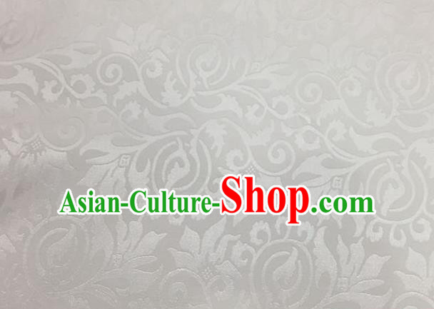 Chinese Traditional Apparel Fabric White Brocade Classical Pattern Design Silk Material Satin Drapery