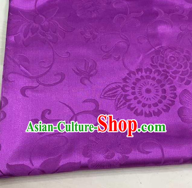 Chinese Traditional Apparel Fabric Purple Brocade Classical Pattern Design Silk Material Satin Drapery