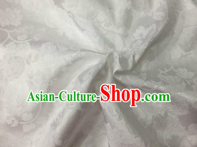 Chinese Traditional Apparel Fabric White Brocade Classical Pattern Design Silk Material Satin Drapery