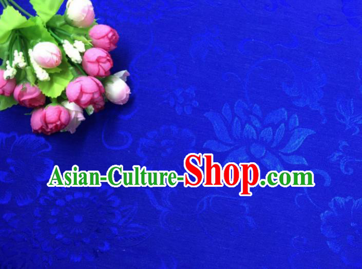 Chinese Traditional Apparel Fabric Blue Qipao Brocade Classical Pattern Design Silk Material Satin Drapery