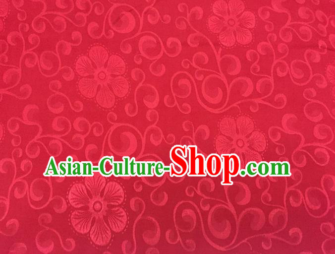 Chinese Traditional Apparel Fabric Qipao Red Brocade Classical Flowers Pattern Design Silk Material Satin Drapery